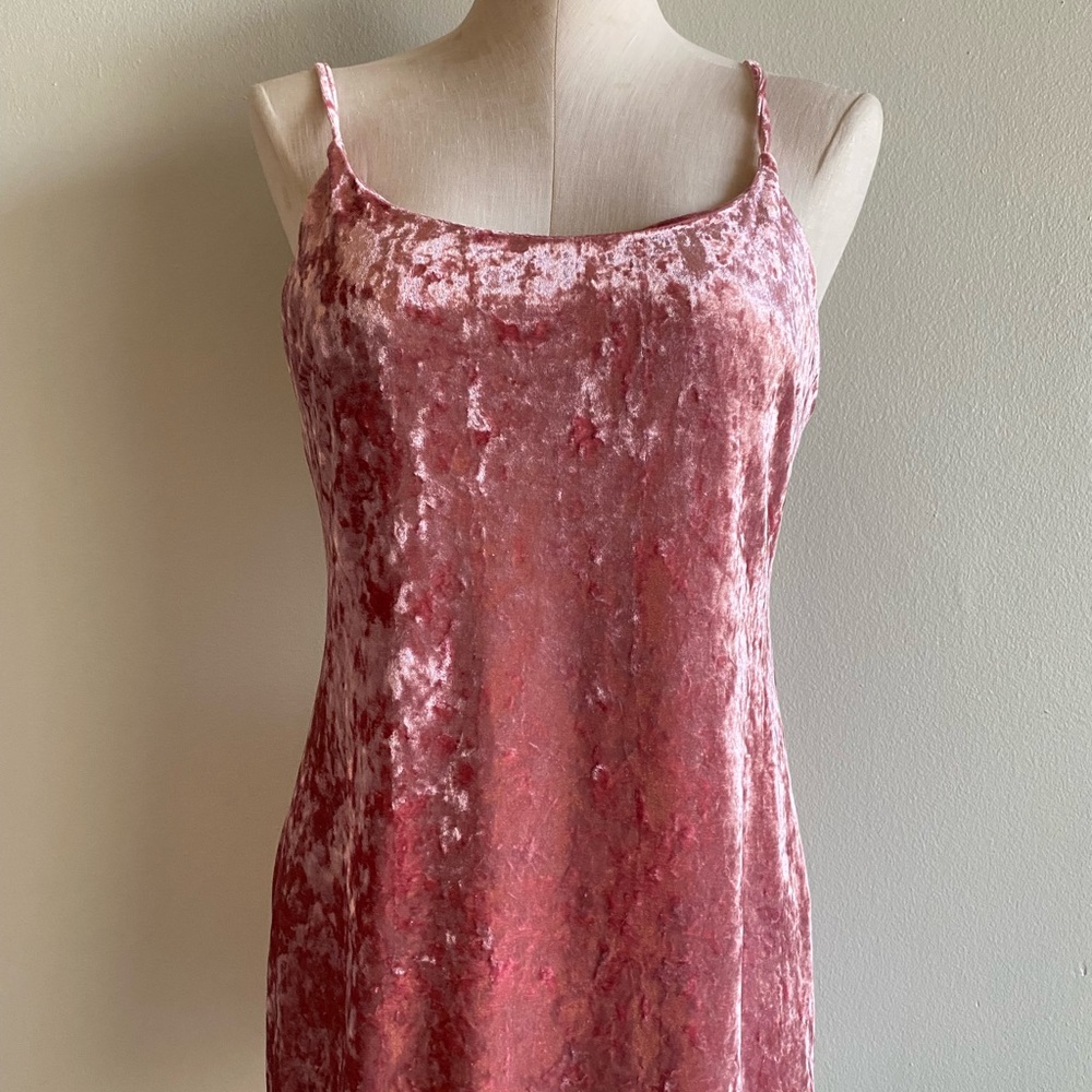 Crushed Pink Velvet Forever21 Midi Dress
